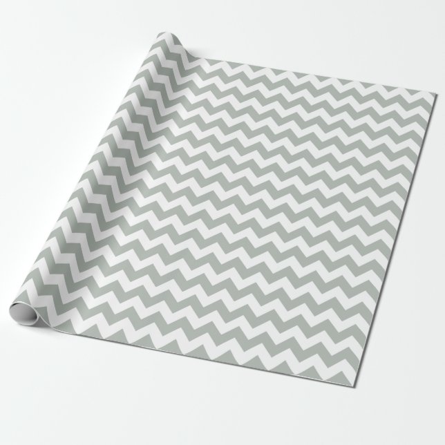Cadeau Papier d'emballage de zigzag de Chevron de gris (Déroulé)