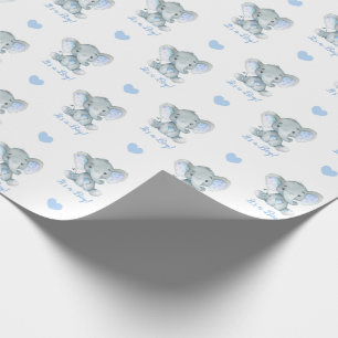 Cadeau Papier d'emballage d'éléphant (bleu personnalis