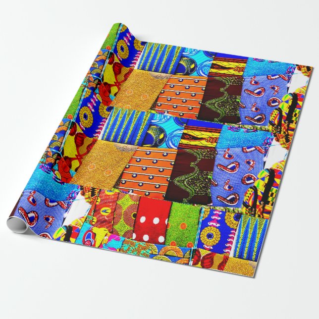 Cadeau Papier d'emballage d'impression africain coloré de (Déroulé)