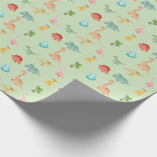 Cadeau Papier d'emballage Dinosaur Friends – Vert sauge