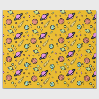 Cadeau Papier d'emballage Doodle spatial coloré