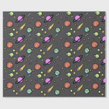 Papier d'emballage Doodle spatial coloré