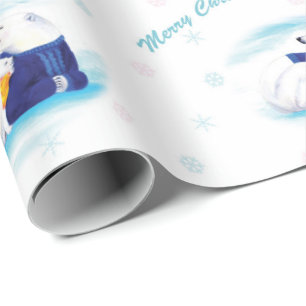 Cadeau Papier d'emballage d'ours blancs de Noël