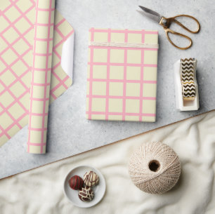 Cadeau Papier d'emballage élégant beige et rose à motifs