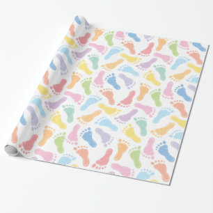 Cadeau Papier d'emballage Empreintes de Bébé