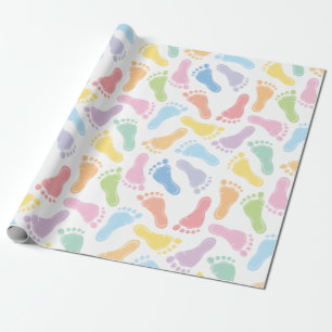 Cadeau Papier d'emballage Empreintes de Bébé