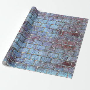 Cadeau papier d'emballage en brique bleu grunge