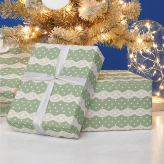 Cadeau Papier d'emballage en dentelle à pois vert sauge