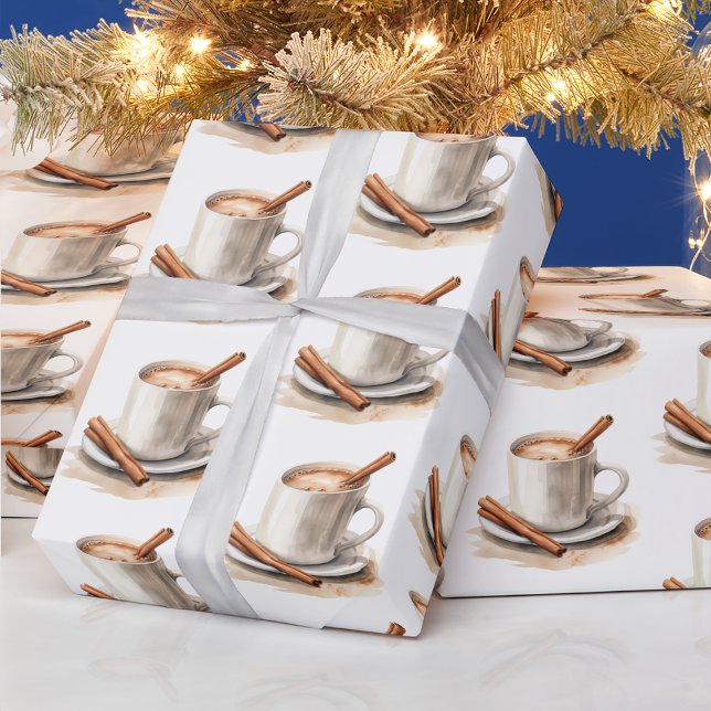 Cadeau Papier d'emballage espresso (Warm Espresso with Cinnamon Sticks Christmas  Wrapping Paper by Painted Paperie
)