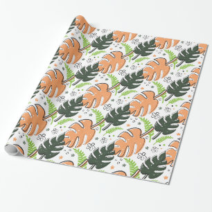 Cadeau papier d'emballage feuille tropical