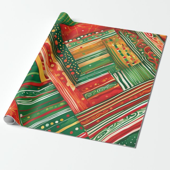 Cadeau papier d'emballage fiesta patchwork (Déroulé)