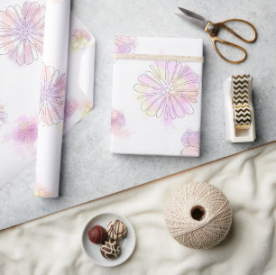 Cadeau Papier d'emballage Fleurs printanières à l'aquarel