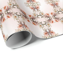 Papier d'emballage Fleurs roses et blanches décora