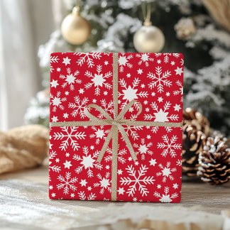 Cadeau Papier d'emballage flocon de neige blanc et rouge