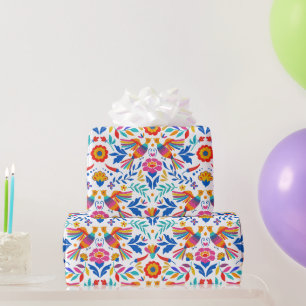 Cadeau Papier d'emballage floral à motif d'oiseau de folk