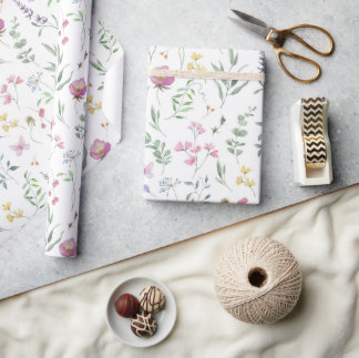 Cadeau Papier d'emballage floral aquarelle