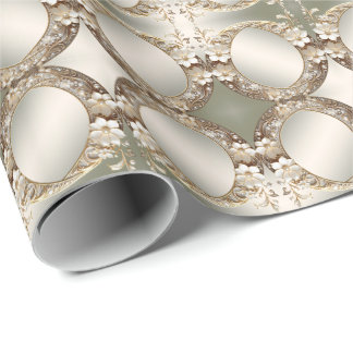 Cadeau Papier d'emballage floral blanc décoratif