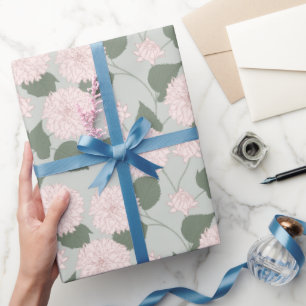 Cadeau Papier d'emballage floral Dahlia vert sauge