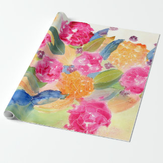 Cadeau Papier d'emballage floral d'aquarelle
