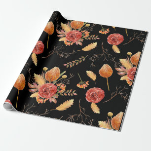 Cadeau Papier d'emballage floral d'automne