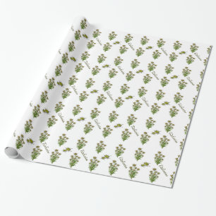 Cadeau Papier d'emballage floral d'edelweiss blanc