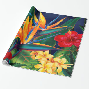 Cadeau Papier d'emballage floral hawaïen de paradis