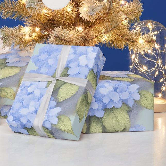 Cadeau Papier d'emballage floral Hydrangea bleu – Boutiqu (Vacances)