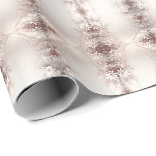 Cadeau Papier d'emballage floral ivoire blanc