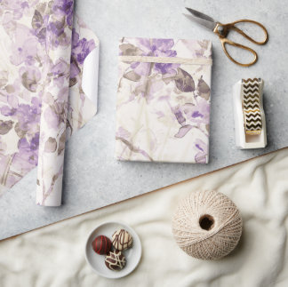 Cadeau Papier d'emballage floral lavande | Beau violet él