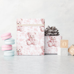 Cadeau Papier d'emballage floral mignon rose en peluche