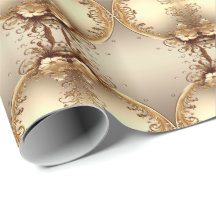 Papier d'emballage floral orné doré