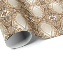 Papier d'emballage floral orné élégant or