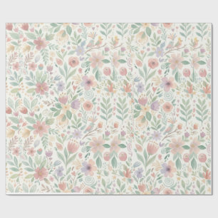 Cadeau Papier d'emballage floral pastel