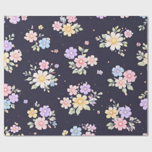 Cadeau Papier d'emballage floral pastel   Cottagecore vin