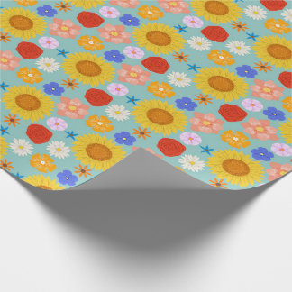 Cadeau Papier d'emballage floral rétro