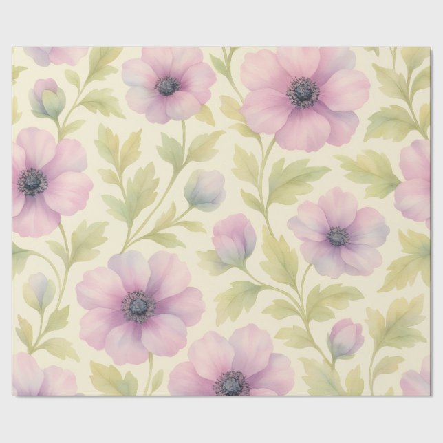 Cadeau Papier d'emballage floral rose pâle (Couture)