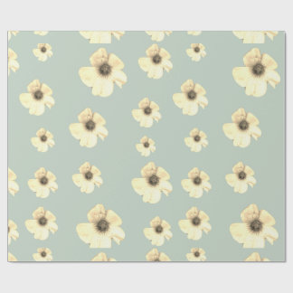 Cadeau Papier d'emballage floral vert sauge crème doux