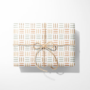 Cadeau Papier d'emballage géométrique neutre lignes bohèm