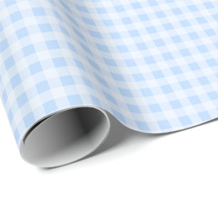 Cadeau Papier d'emballage Gingham Bleu Pastel