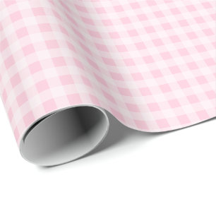 Cadeau Papier d'emballage Gingham Rose Tendre