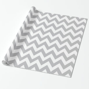 Cadeau Papier d'emballage gris-clair et blanc de Chevron