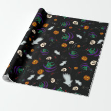 Papier d'emballage Halloween noir