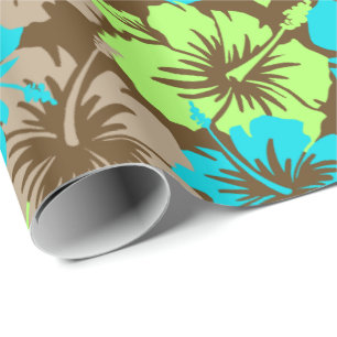 Cadeau Papier d'emballage hawaïen floral de ketmie épiq