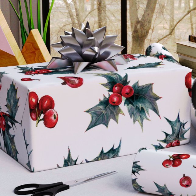 Cadeau Papier d'emballage Houx de Noël (Créateur téléchargé)