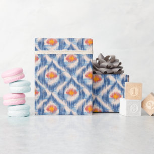 Cadeau Papier d'emballage ikat bleu pour les fêtes