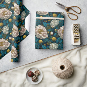Cadeau Papier d'emballage imprimé de pivoines en fleurs c
