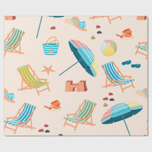 Cadeau Papier d'emballage Jour de plage d'été rétro - Châ