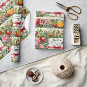 Cadeau Papier d'emballage Joyeux Anniversaire Floral
