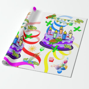 Cadeau Papier d'emballage Joyeux Anniversaire Tortues