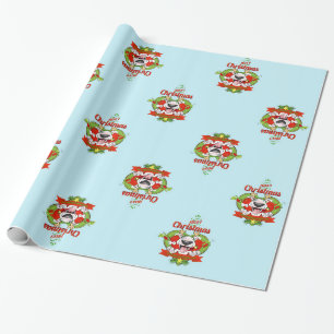 Cadeau Papier d'emballage "Joyeux Noël " de bull-terrier